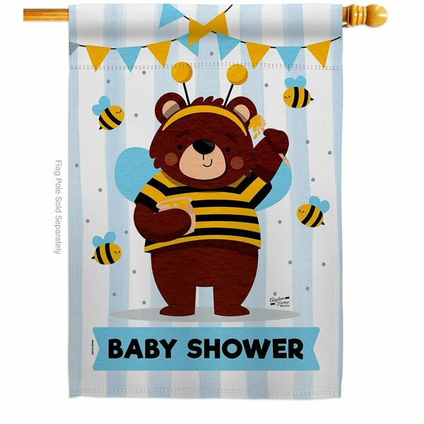 Patio Trasero Baby Bear Shower Celebration New Born Double-Sided Decorative Vertical House Flag, Multi Color PA3891062